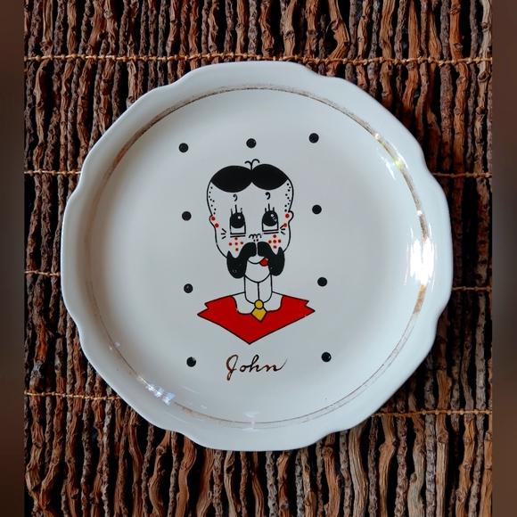 USA Made Kitschy Vintage Sica China "John" salad/luncheon plate c 40s, 50s - Picture 1 of 5